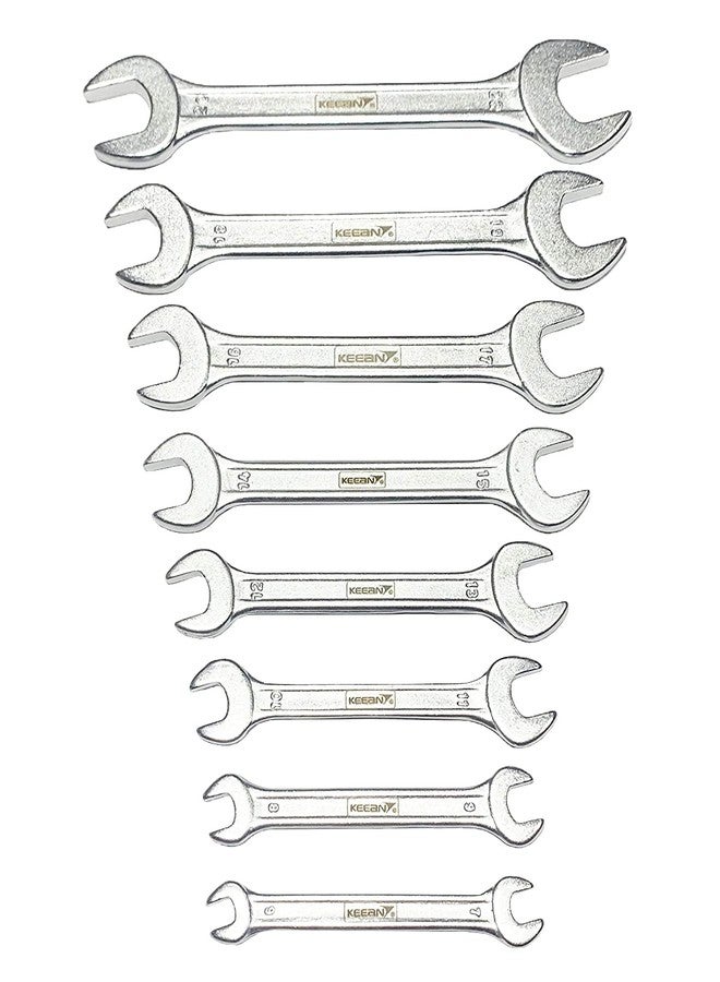 KEEAN C Shaped Open Face Chrome Vanadium Double Ended Spanner Hand Tools - Set of 8 Pieces - Image 1
